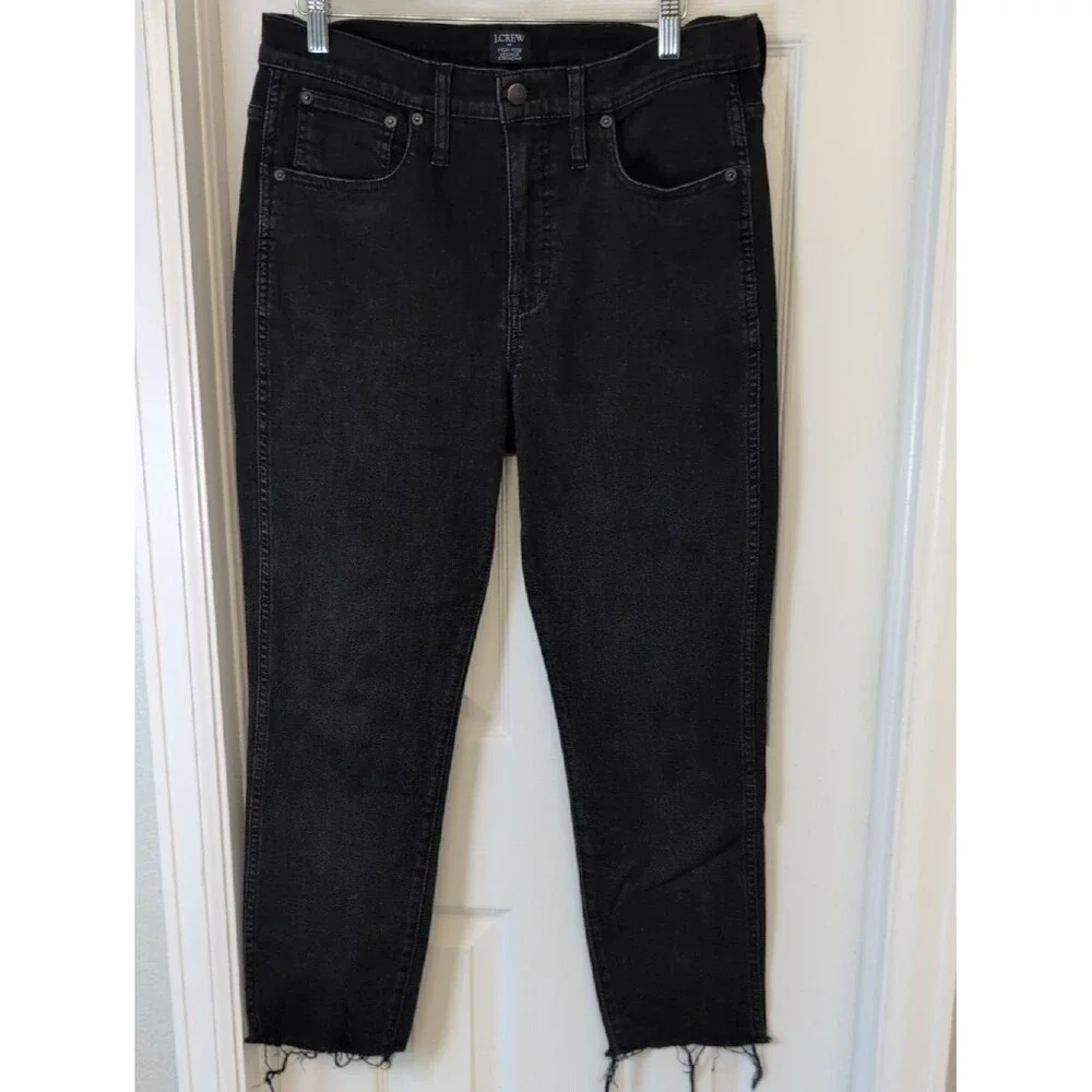 J. Crew Black High Rise Vintage Straight Ankle Crop Jeans Size 30